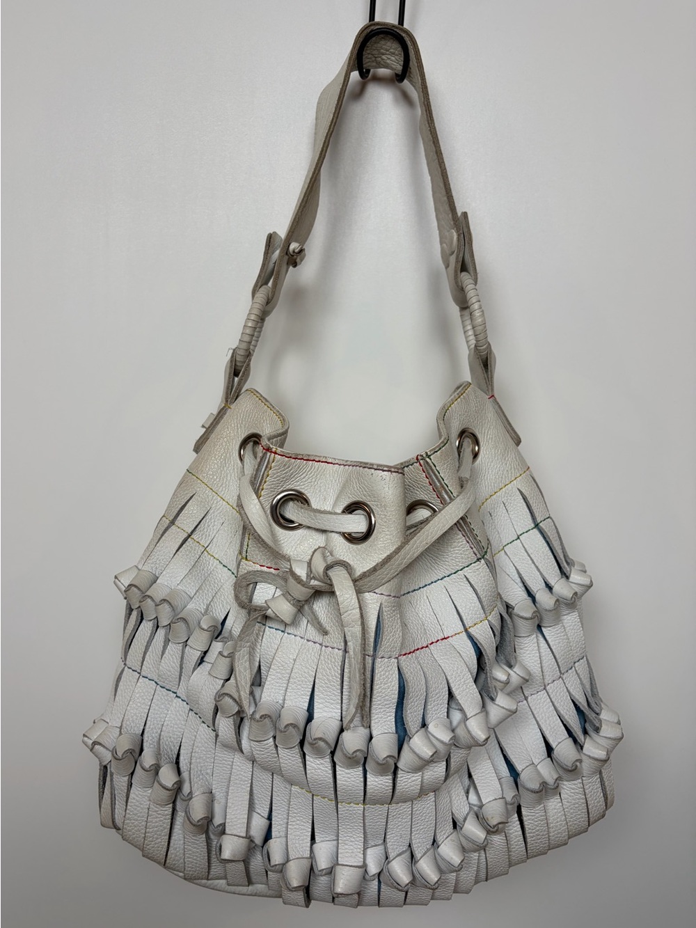 Salvatore Ferragamo vintage Gancini fringe shoulder/bucket bag, model AF-21 3890